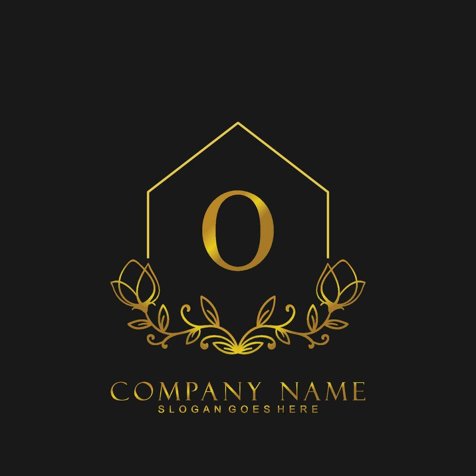 letter O Real estate logo concept. Feminine style alphabet with floral in the logo template. Letters and Alphabet for your logo design. vector