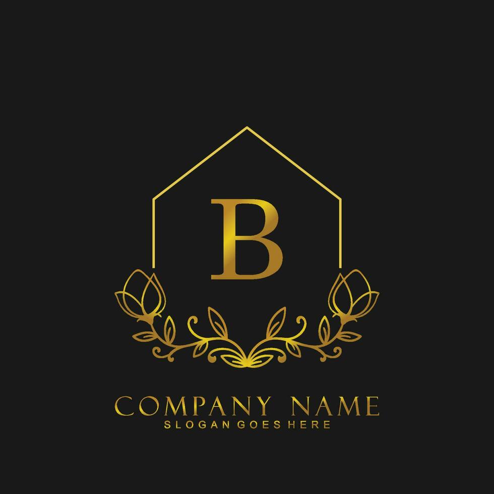 letter B Real estate logo concept. Feminine style alphabet with floral in the logo template. Letters and Alphabet for your logo design. vector