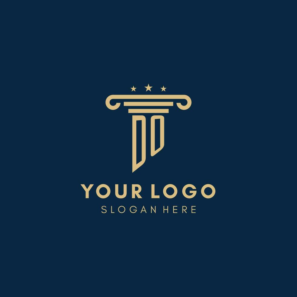 hacer monograma inicial logo con pilar y estrellas, mejor diseño para legal firma vector