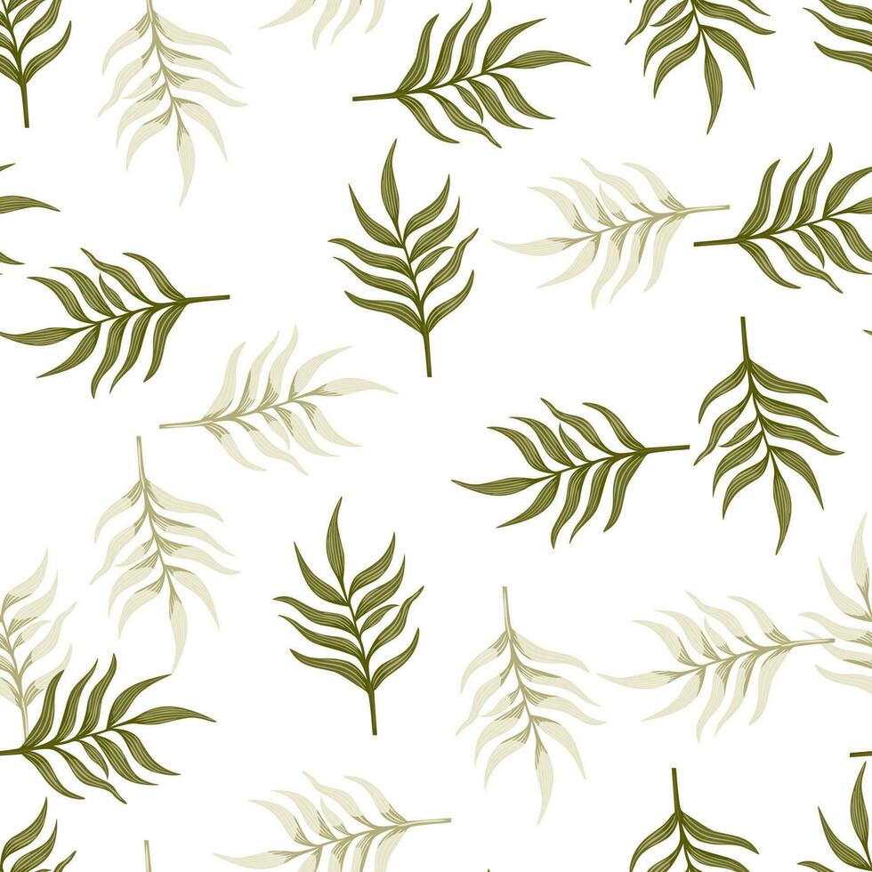 Fern leaf wallpaper. Abstract exotic plant seamless pattern. Tropical palm leaves pattern. Botanical texture. vector