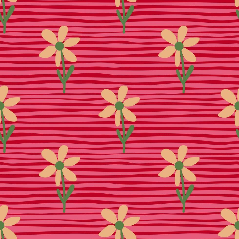 Stylized tropical simple flower seamless pattern. Decorative floral ornament endless background. vector
