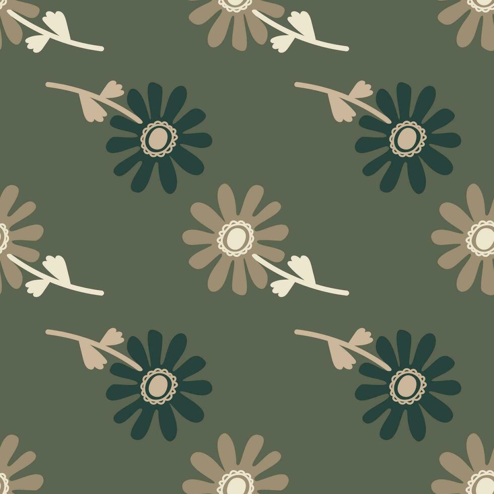 Naive flower seamless pattern. Cute floral endless background. vector