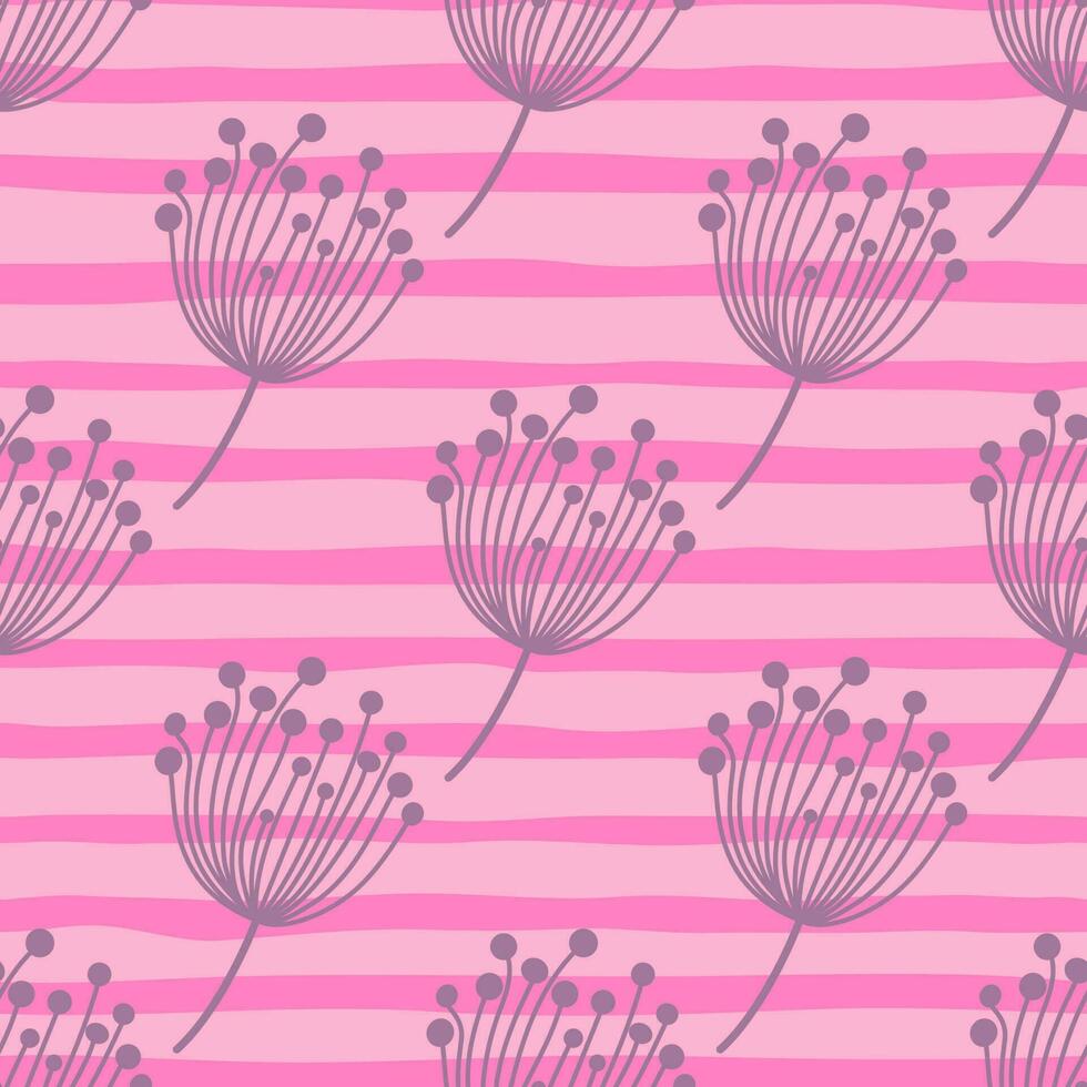 Simple dandelion silhouette seamless pattern. Blowball botanical background. Abstract floral wallpaper. vector