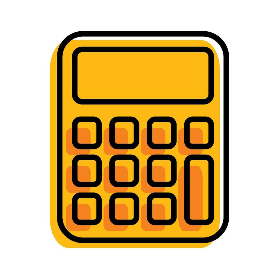 calculator yellow outline ecommerce Icon button vector