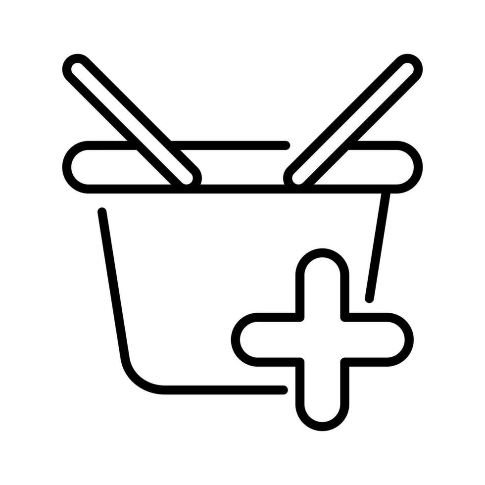 shopping bag item add plus thin line outline Icon button vector