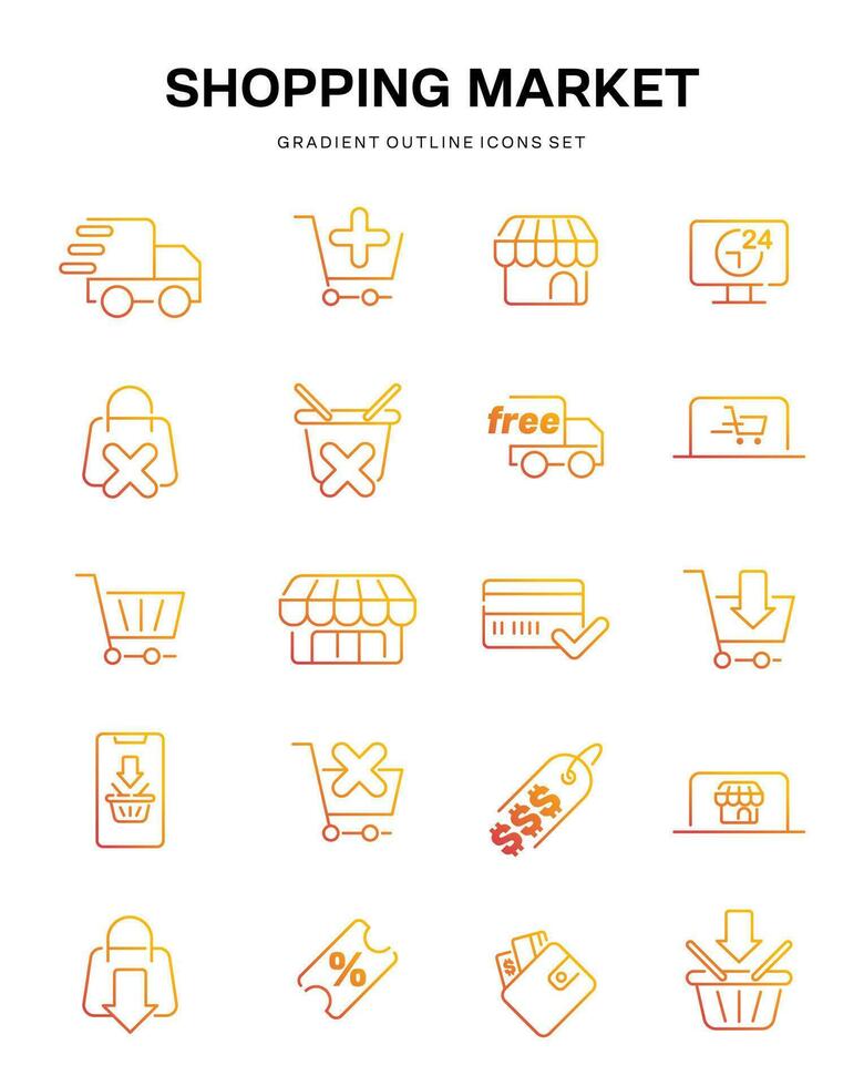 shopping market ecommerce user interface gradient outline Icon button vector
