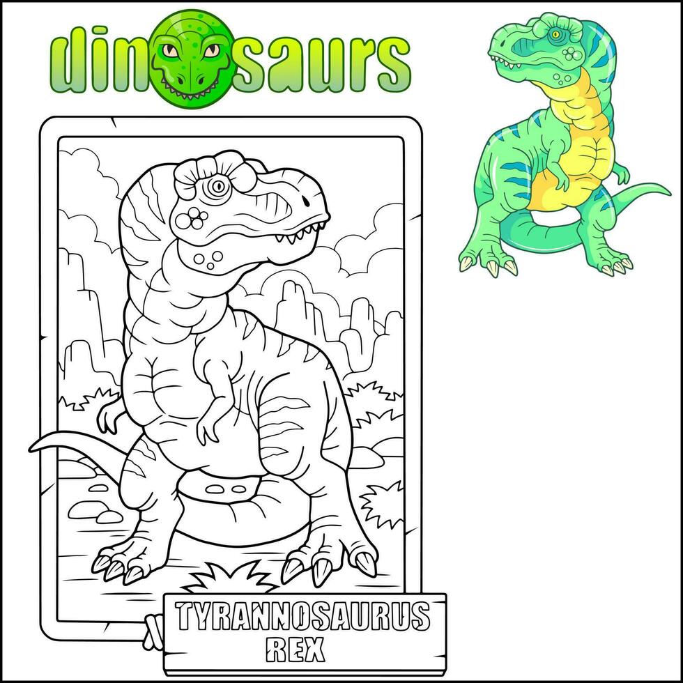 prehistoric dinosaur tyrannosaurus, coloring book vector