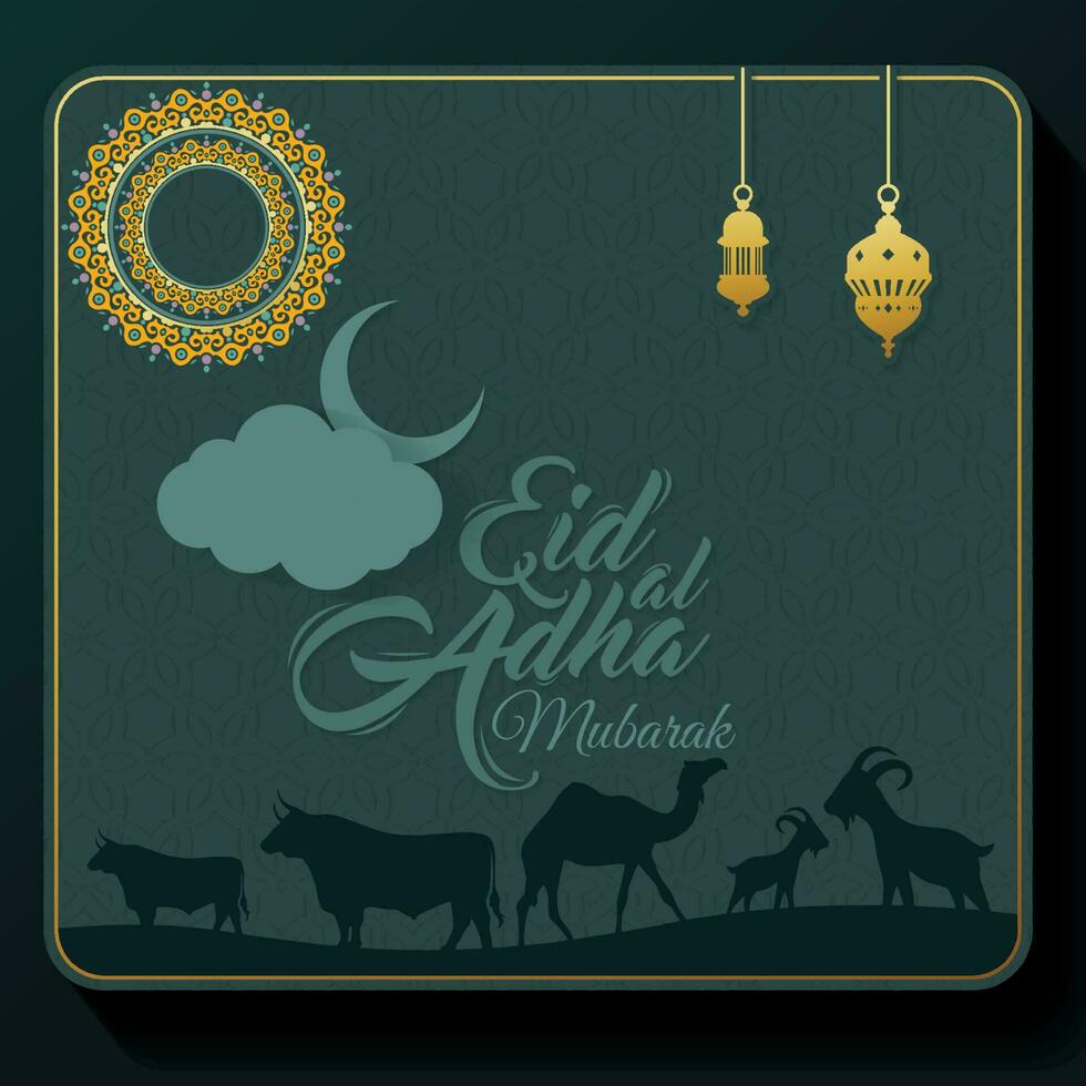 eid ul adha Mubarak islámico festival póster, bandera, cubrir, modelo vector