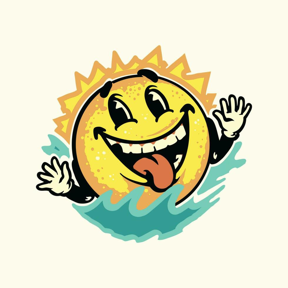 A cartoon sunshine with a smile on it vector