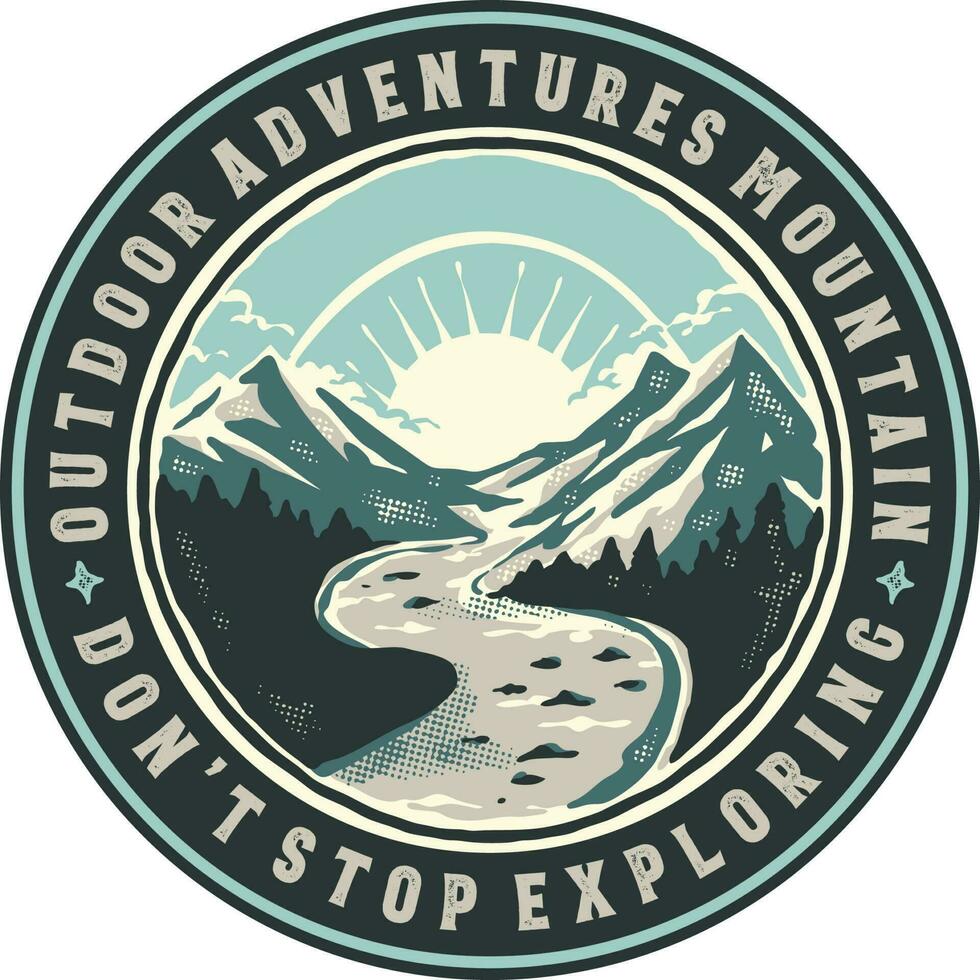 A vintage style logo that says outdoor adventures mountain vector