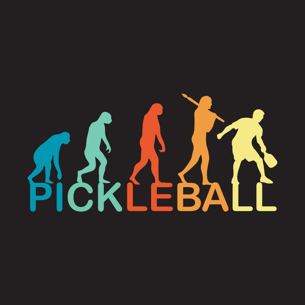 Pickleball human evolution T Shirt, Pickleball Retro style T Shirt vector