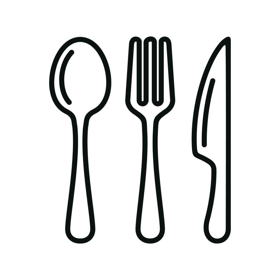 cuchara, tenedor, cuchillo, icono aislado en blanco antecedentes vector