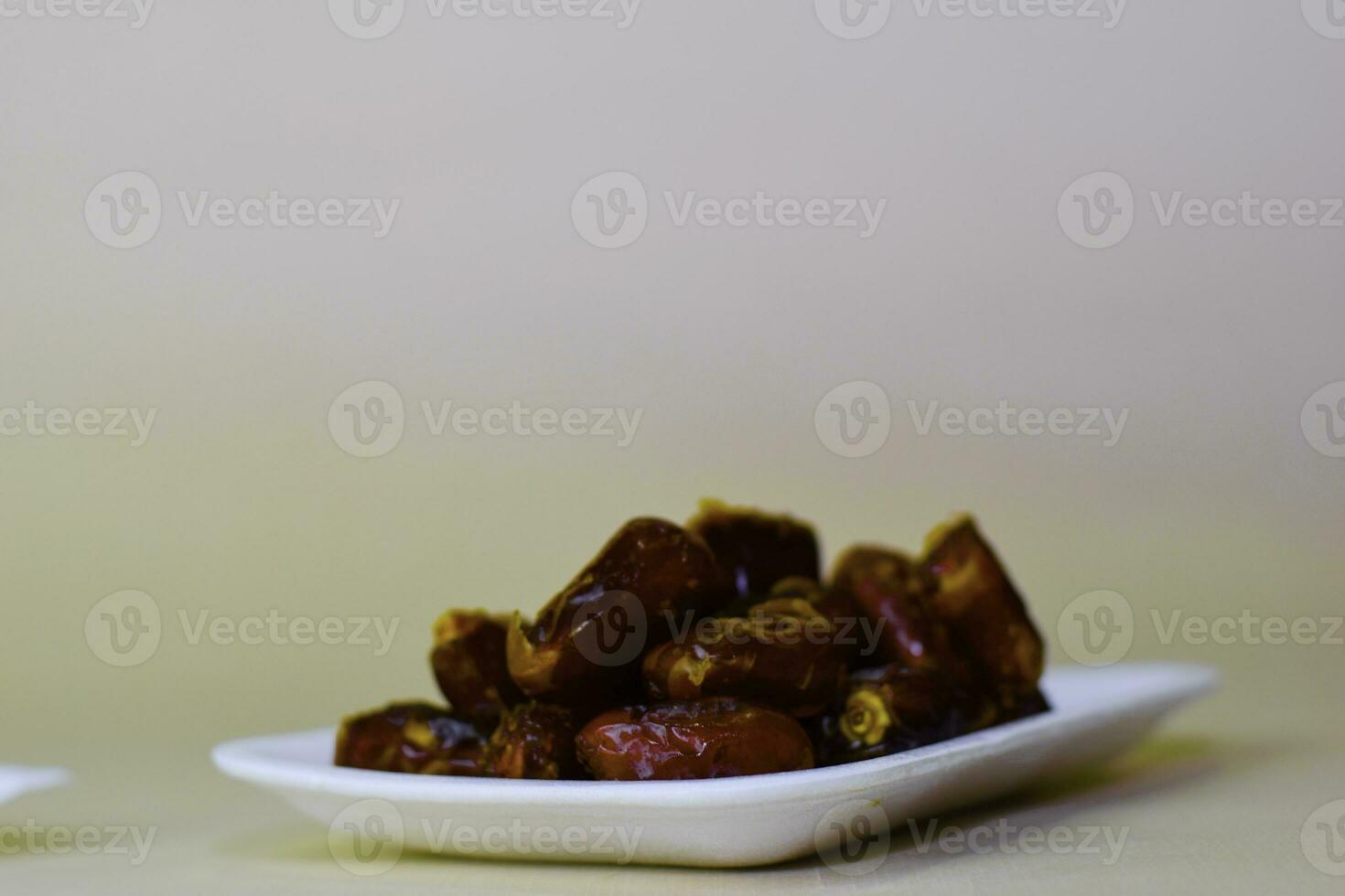 Ramadan Kareem Festive, close up of dates and Islamic Holy Month Greeting Card. Free space for your text photo