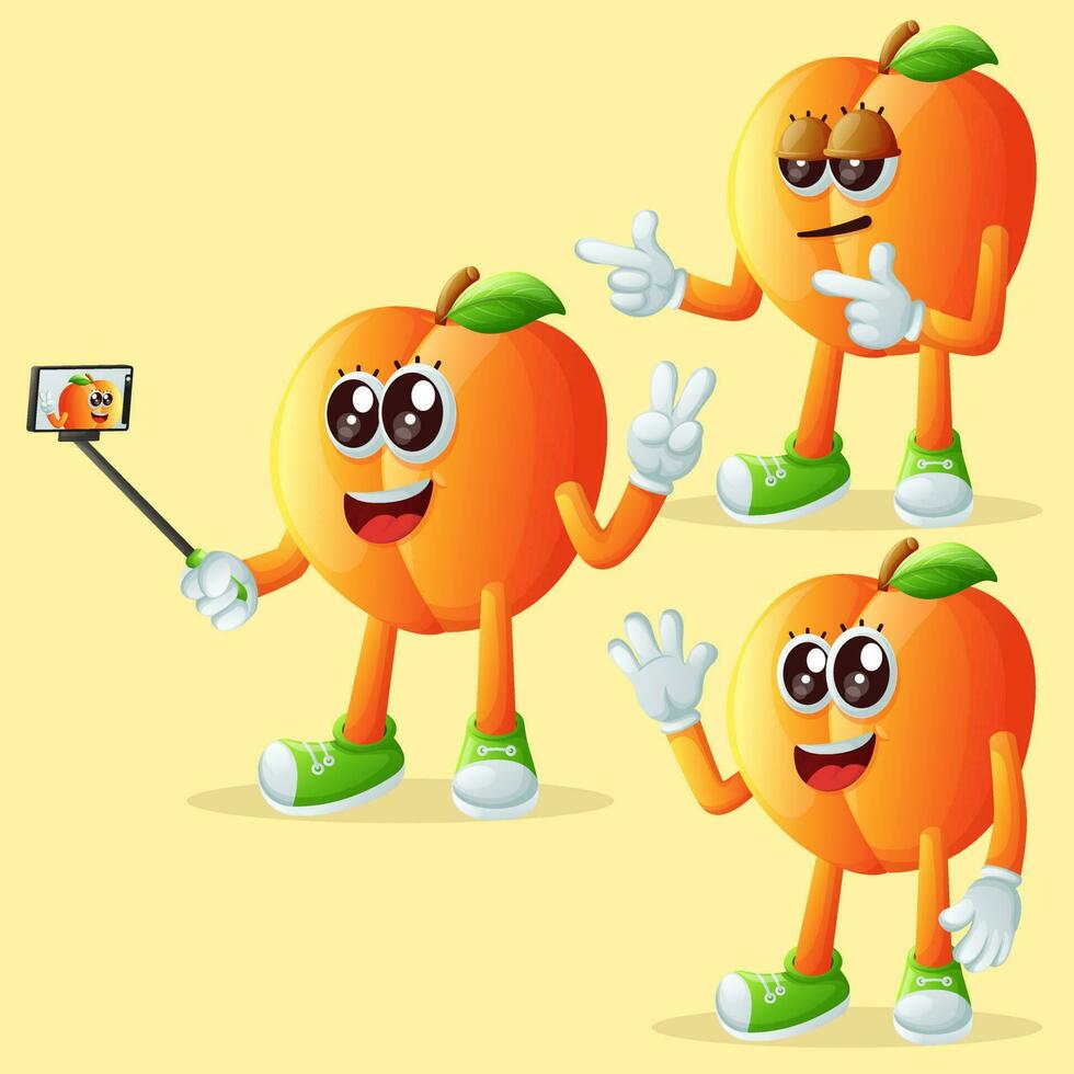 Cute apricot characters as narcissistic vector