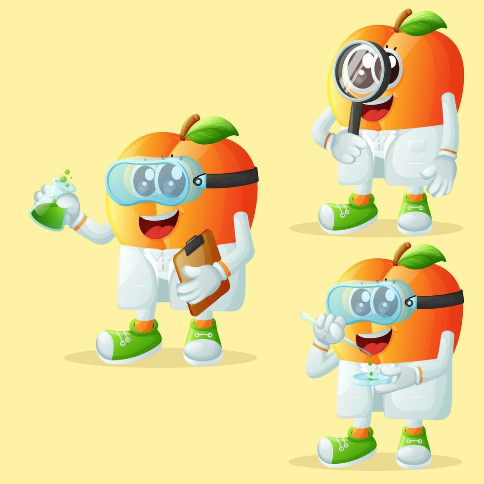 Cute apricot characters as scientists vector