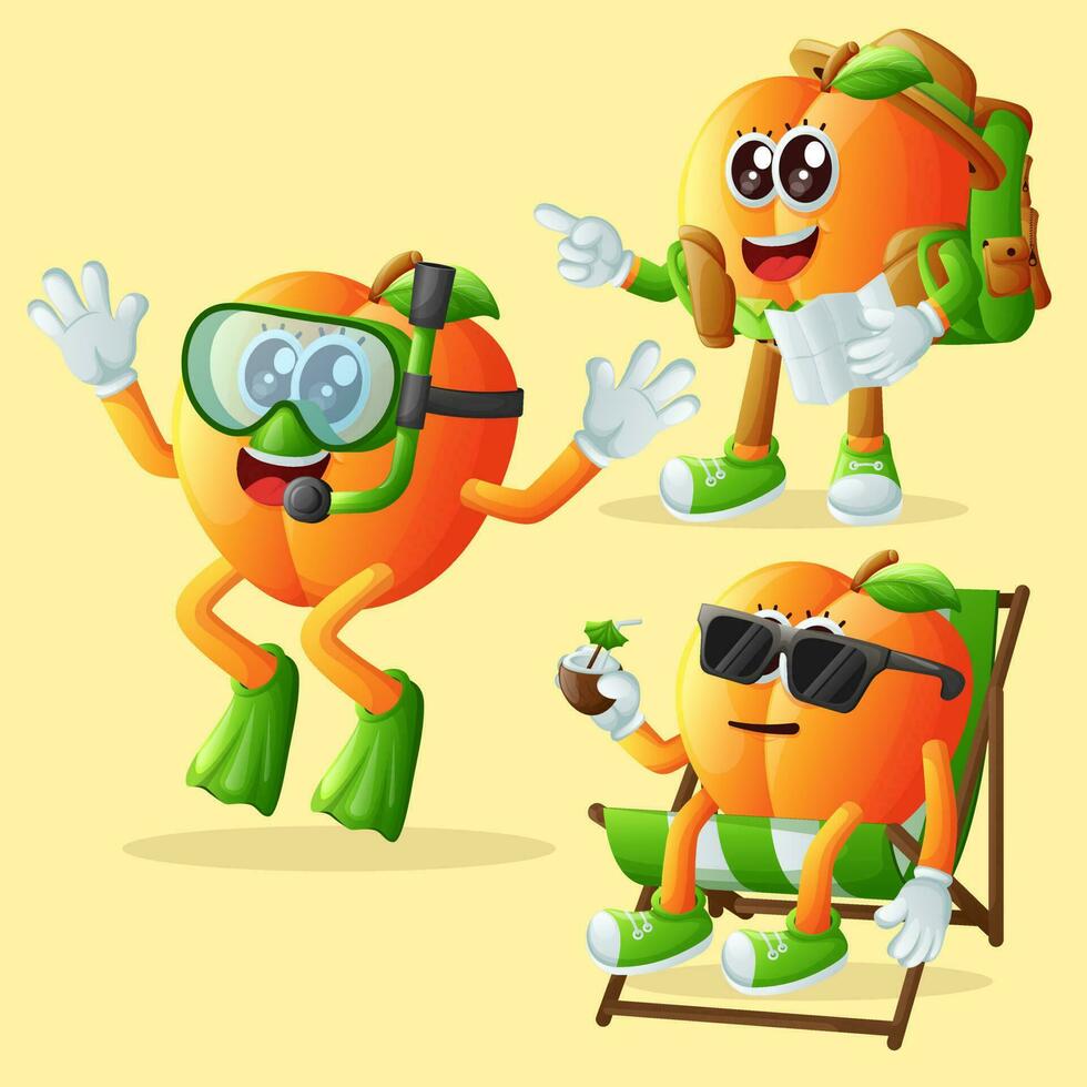 Cute apricot characters on vacation vector