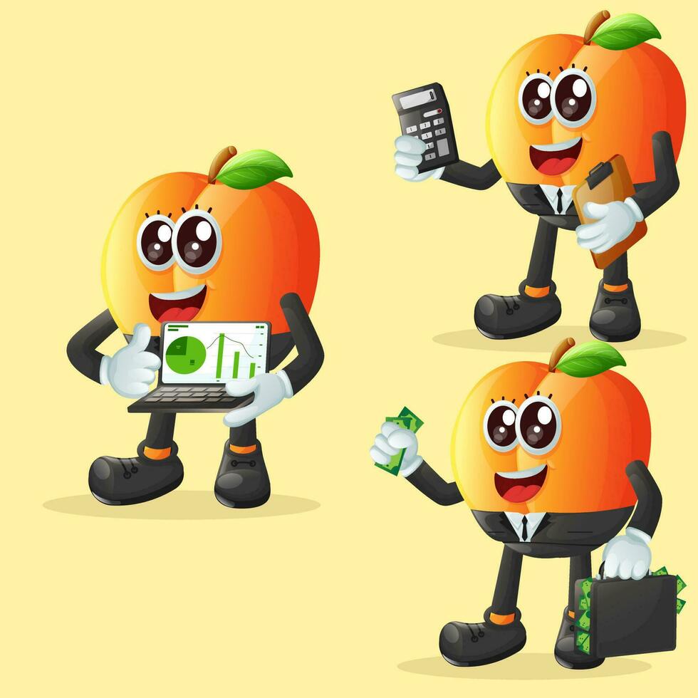 Cute apricot characters in finance vector