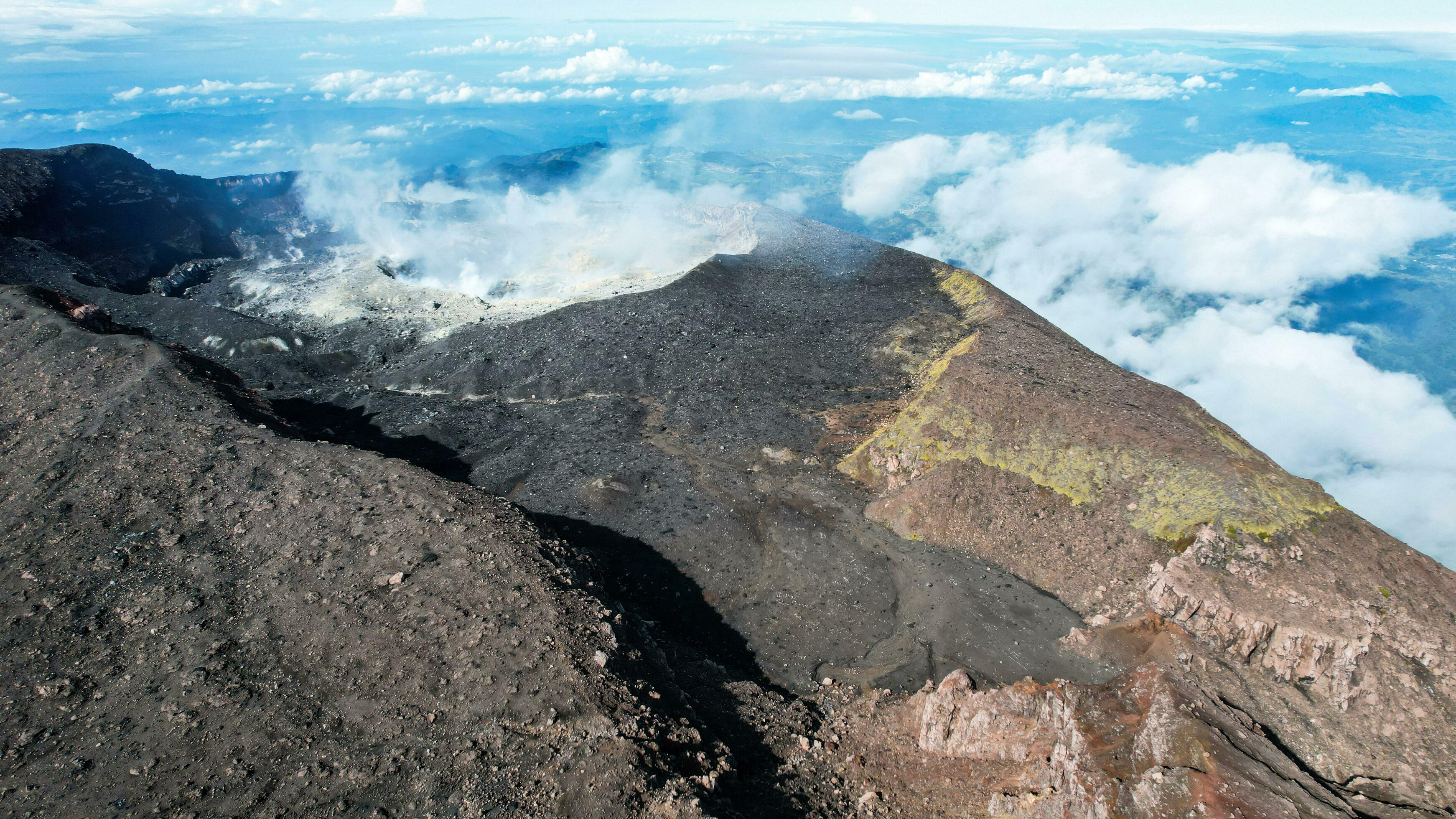 Aerial view of Mount Slamet or Gunung Slamet is an active stratovolcano 