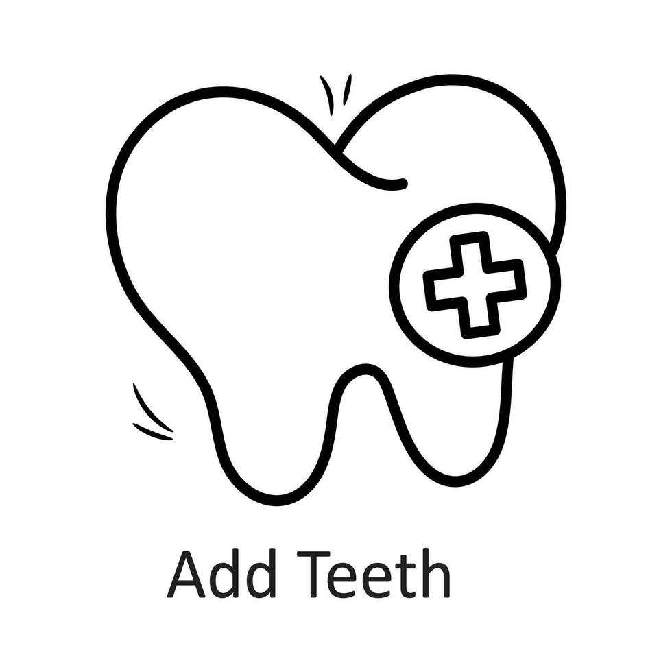 añadir dientes vector contorno icono diseño ilustración. dentista símbolo en blanco antecedentes eps 10 archivo