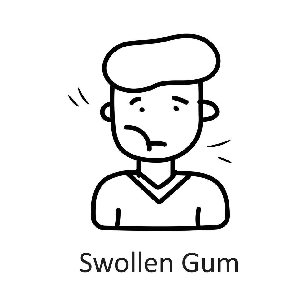 Swollen Gum vector outline Icon Design illustration. Dentist Symbol on White background EPS 10 File