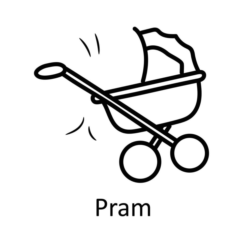 Pram vector outline Icon Design illustration. Toys Symbol on White background EPS 10 File