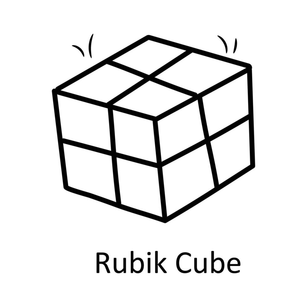 Rubik Cube vector outline Icon Design illustration. Toys Symbol on White background EPS 10 File