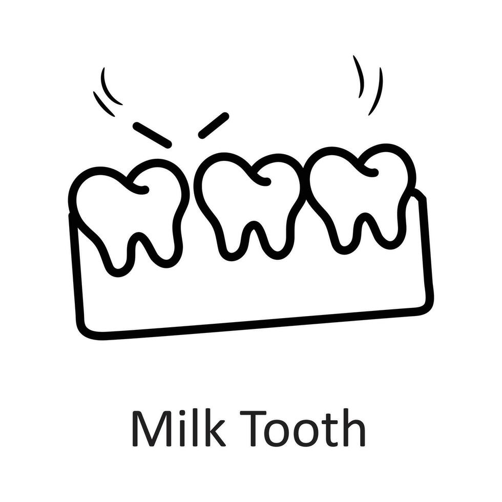 Leche diente vector contorno icono diseño ilustración. dentista símbolo en blanco antecedentes eps 10 archivo