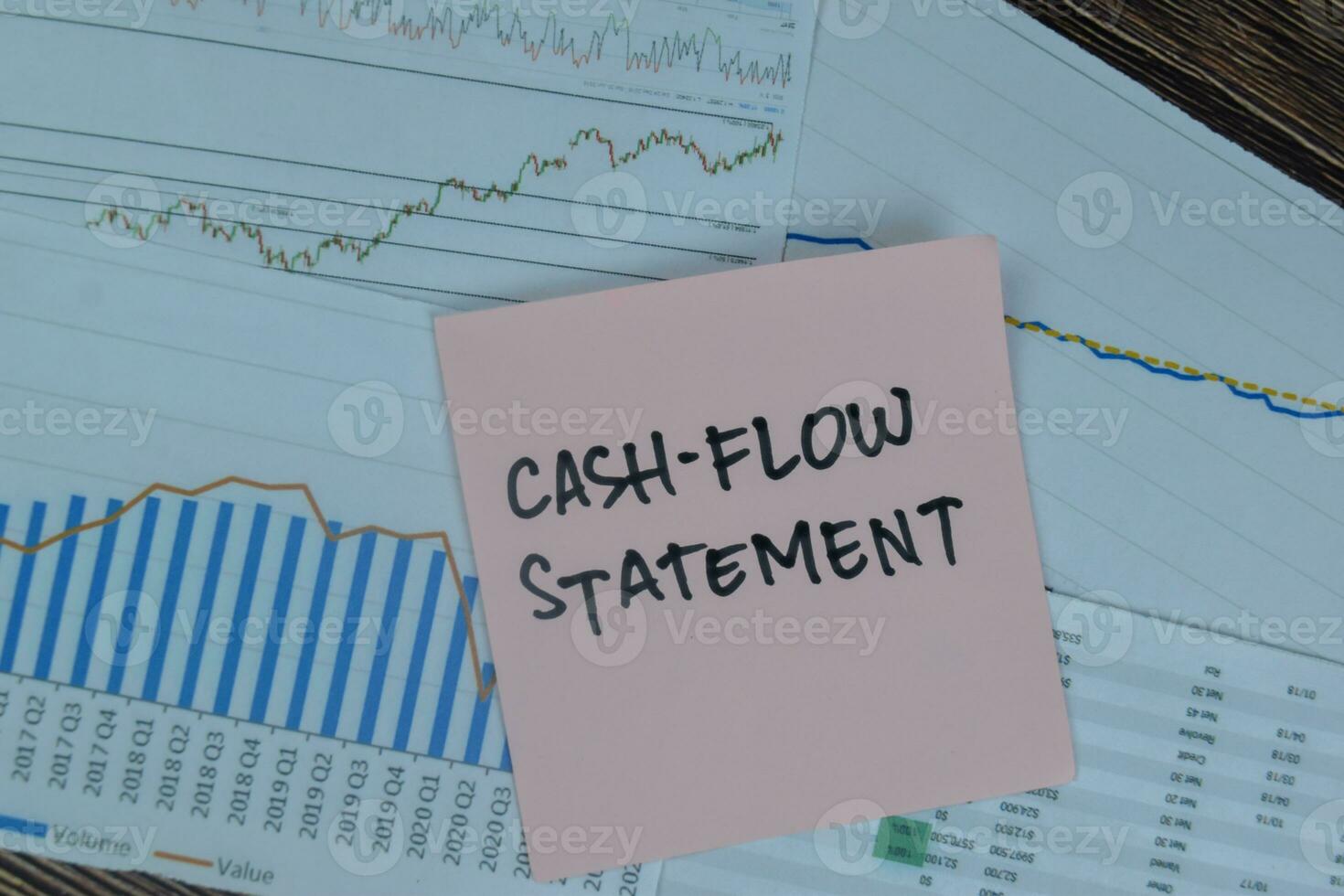 Concept of Cash-Flow Statement write on sticky notes isolated on Wooden Table. photo
