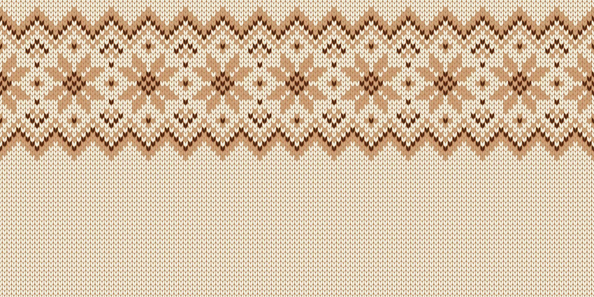 Wide background for holiday design. Winter knitted pattern with snowflakes. vector