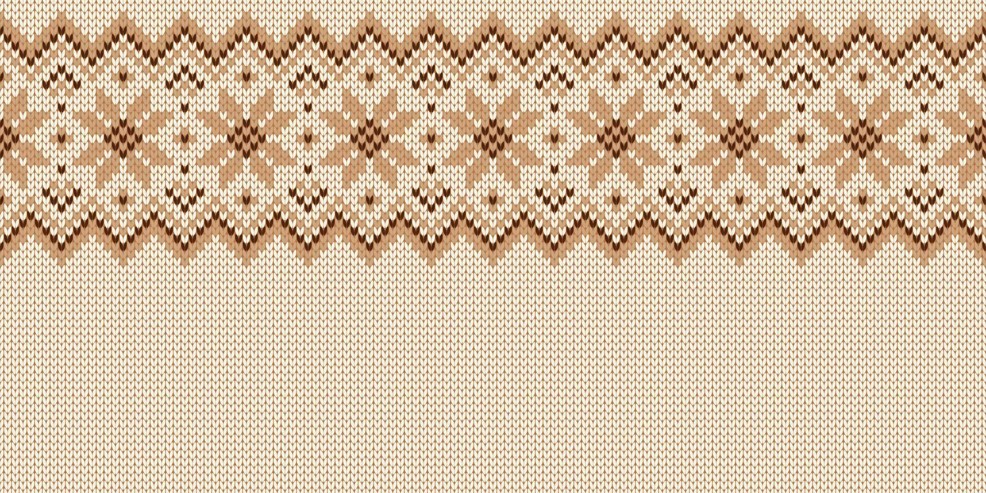 Wide background for holiday design. Winter knitted pattern with snowflakes. vector