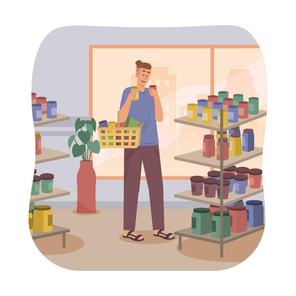 Man shopping at grocery vector