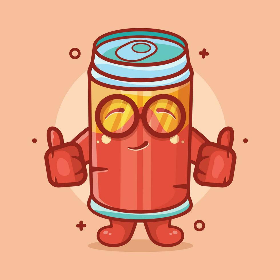 funny drink can character mascot with thumb up hand gesture isolated cartoon in flat style design vector