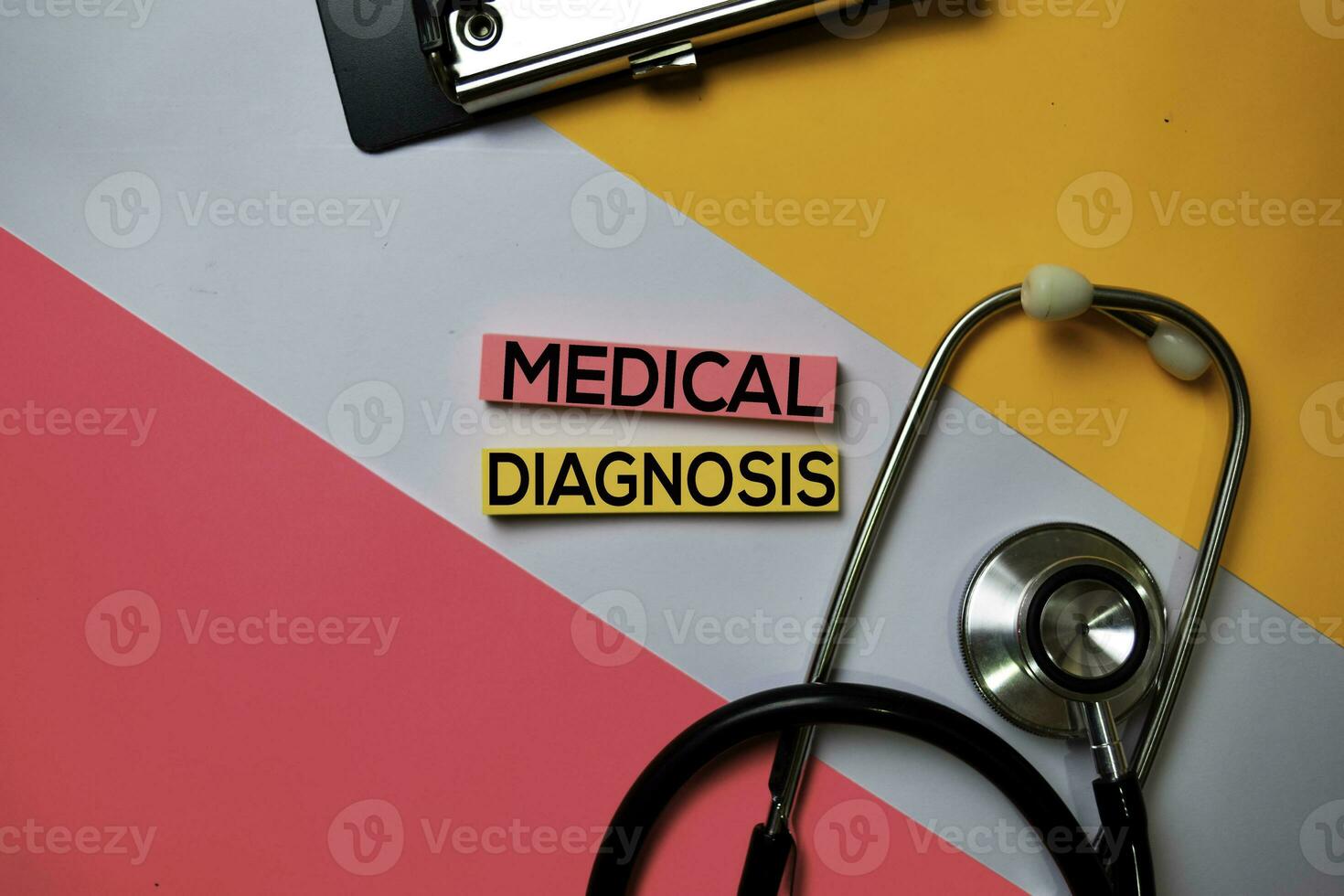 Medical Diagnosis text on sticky notes with color office desk. Healthcare Medical concept photo
