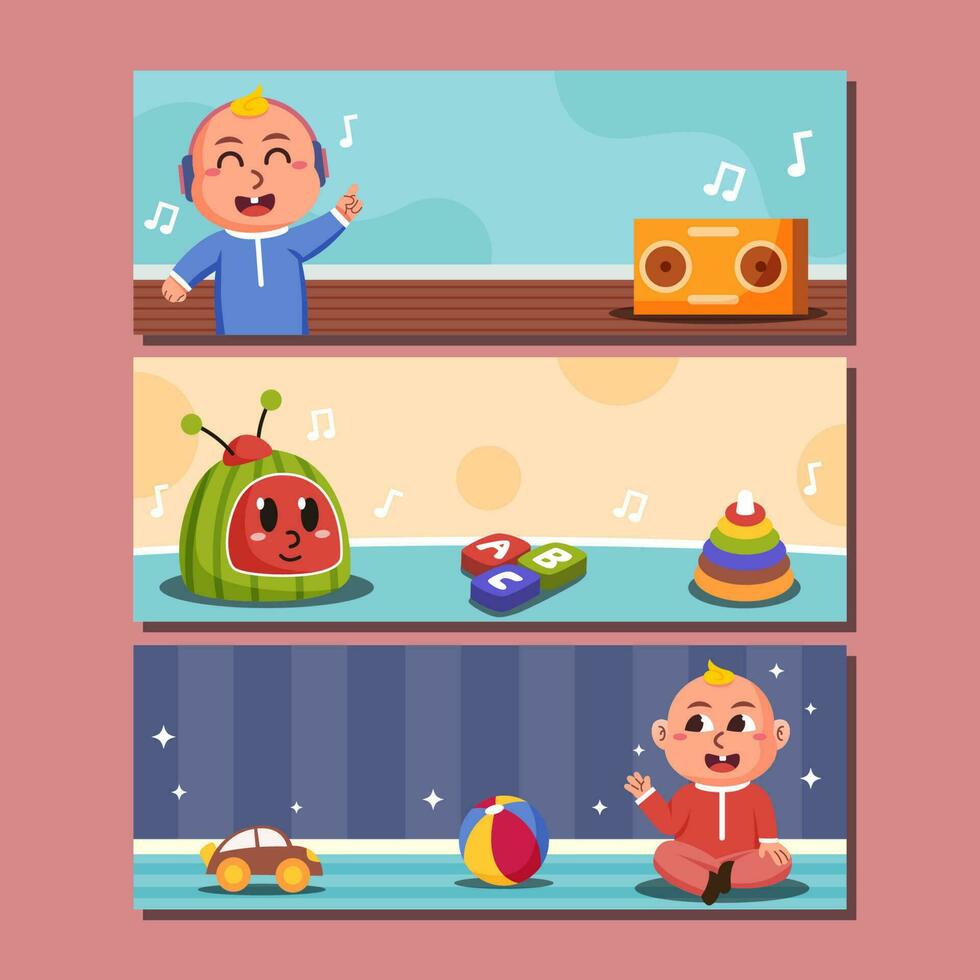 Cute Baby Banner Set vector
