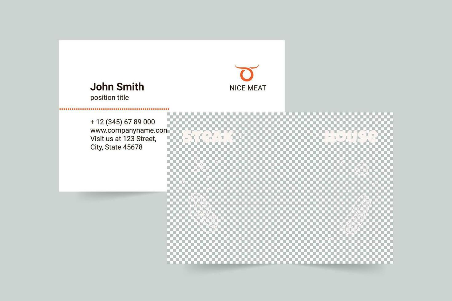 Steak House business card template. A clean, modern, and high-quality design business card vector design. Editable and customize template business card