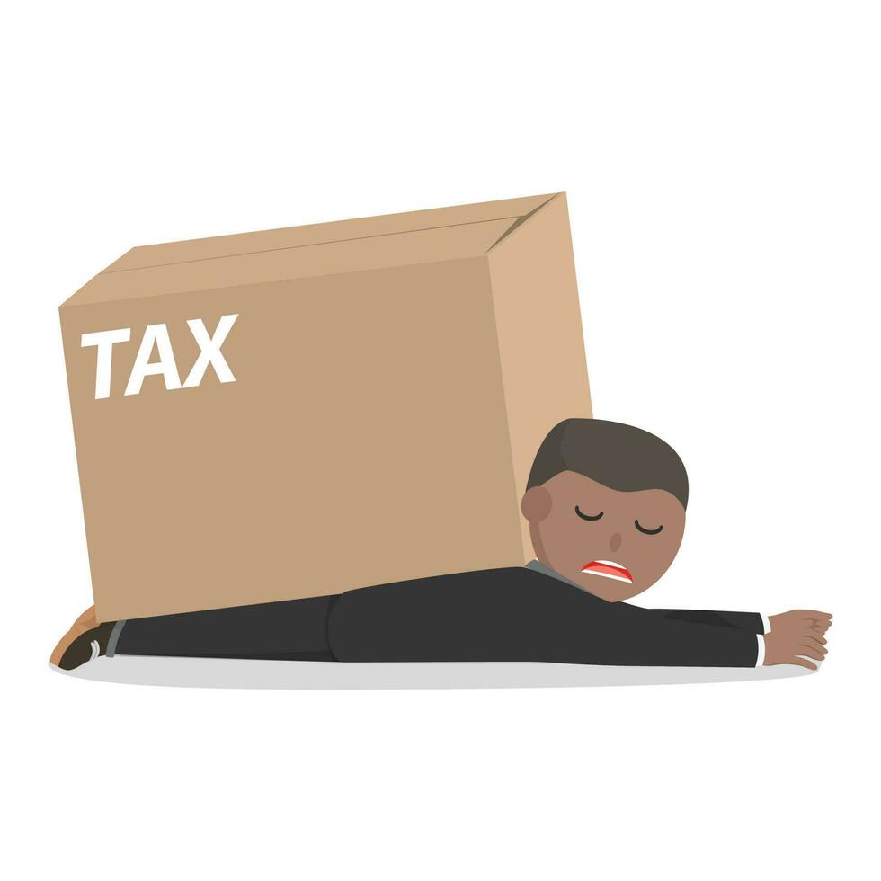 businessman african load the tax box design character on white background vector