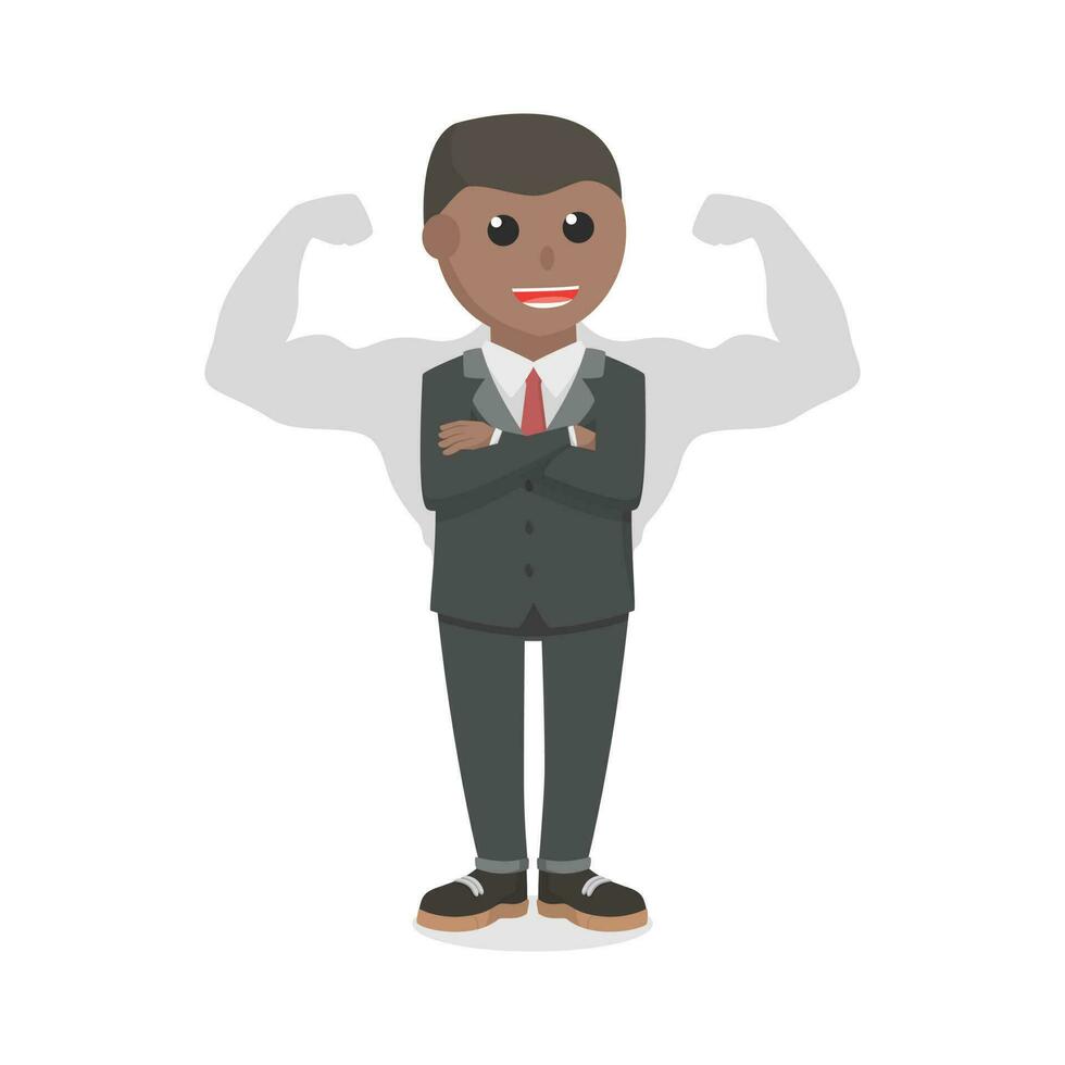 empresario africano muscular sombra diseño personaje en blanco antecedentes vector