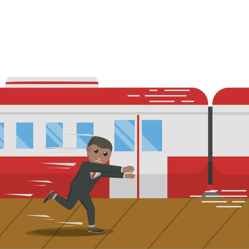 empresario africano perdido el tren diseño personaje en blanco antecedentes vector