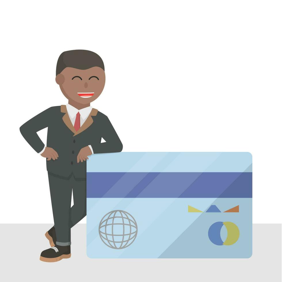 businessman african male and credit card design character on white background vector