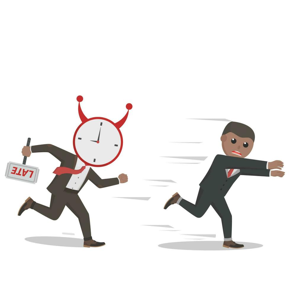 businessman african pursuit by time design character on white background vector