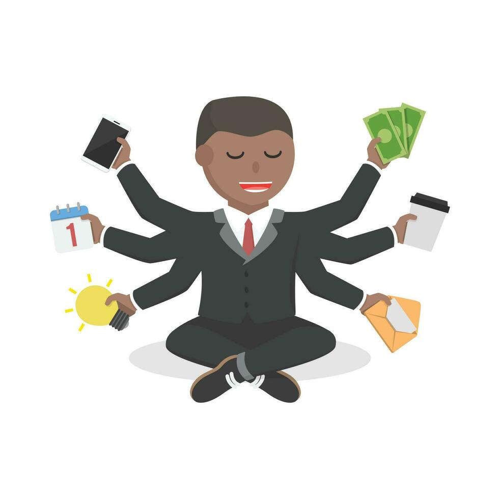 businessman african relaxation balancing work design character on white background vector