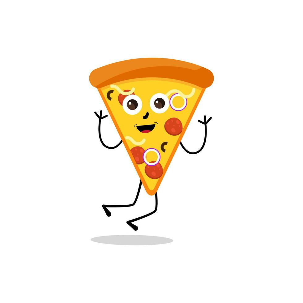 Pizza Cartoon Character, modern vector template set of mascot illustrations. Food Object Icon Concept Isolated Premium Vector.