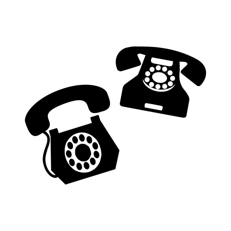 Telephone icon or logo isolated sign symbol vector illustration, Collection of high quality black style vector. Old phone icon black vector illustration