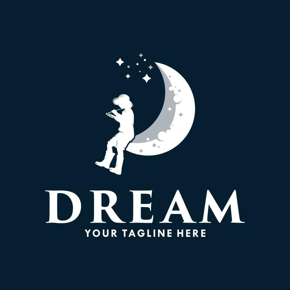 Kid reaching dream logo template design vector