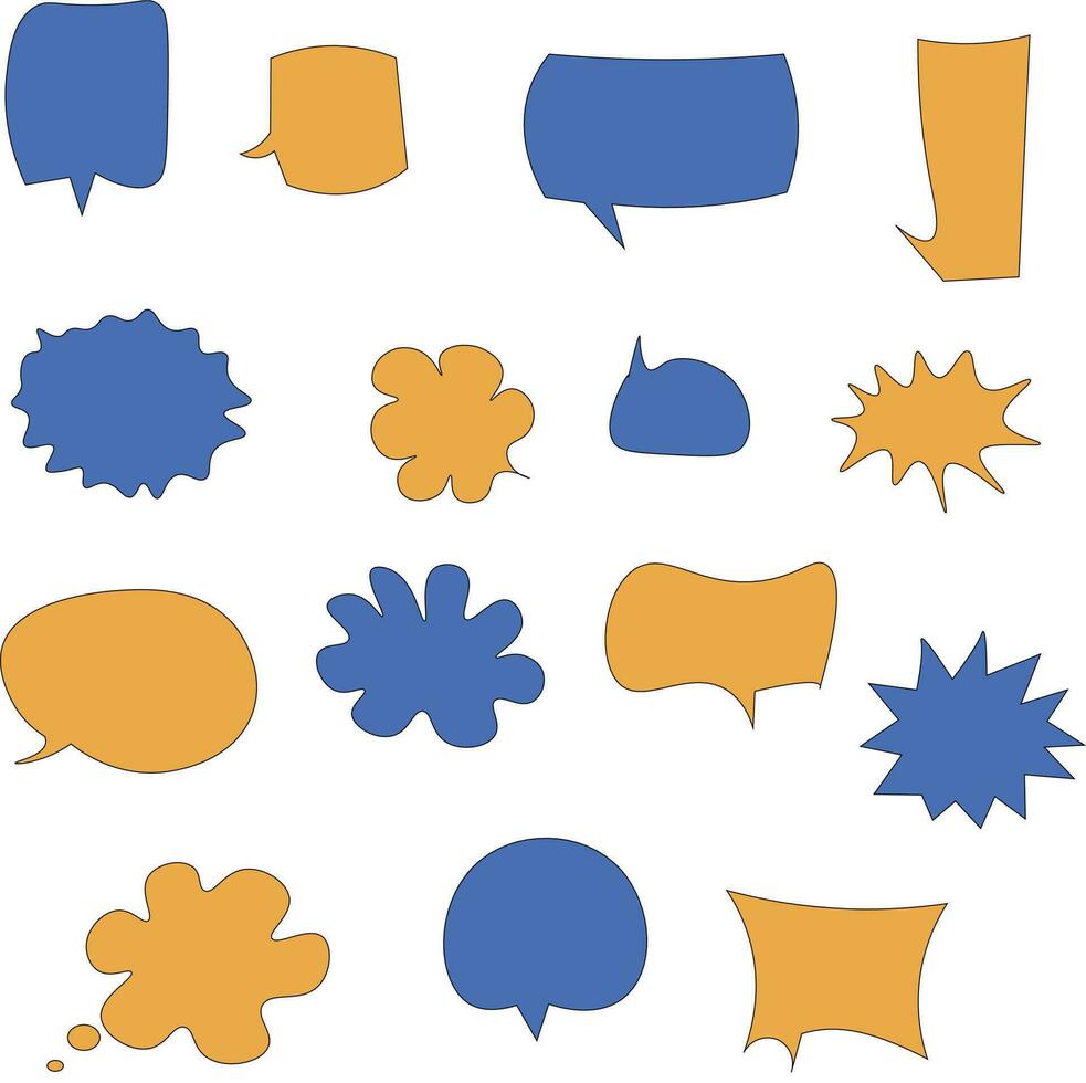 textured pop bubbles, empty balloons of different shapes for chat. Comic cloud bubble silhouette, empty dialog box, outline conversation message icon vector set