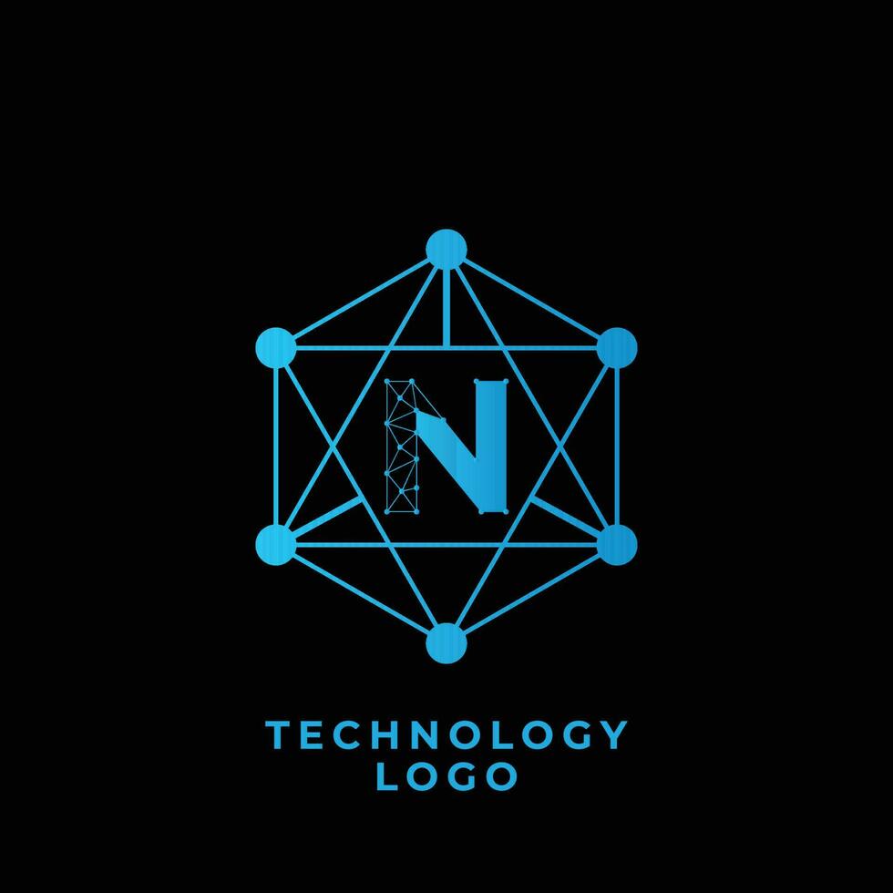 technology n letter logo vector