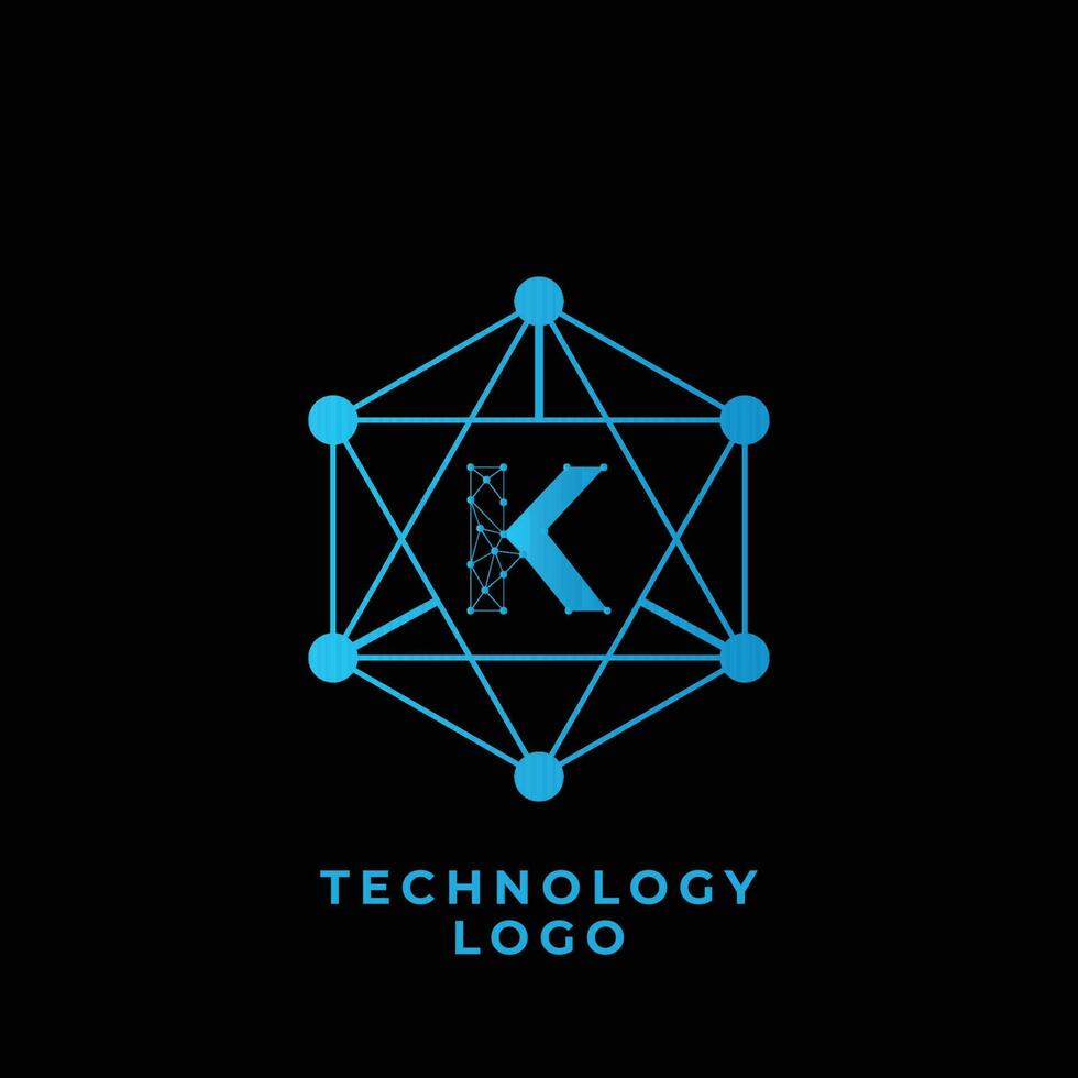 tecnología k letra logo vector