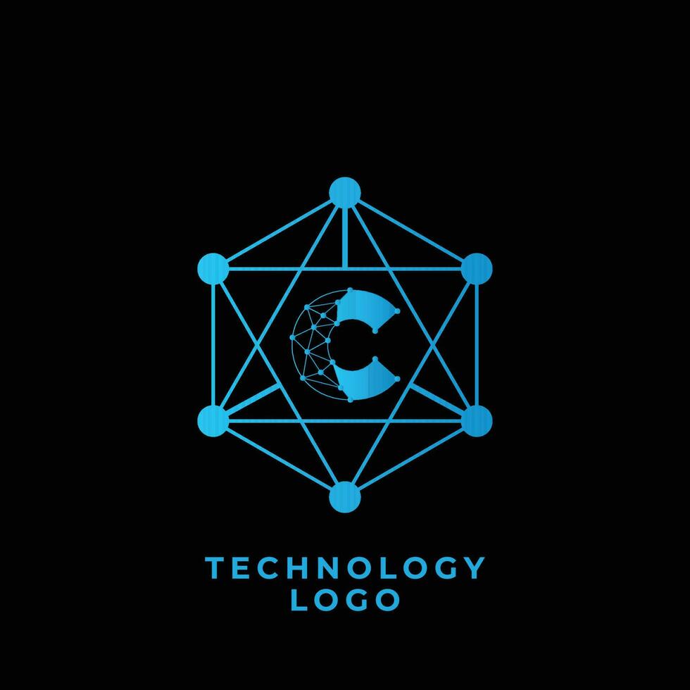 technology c letter logo vector