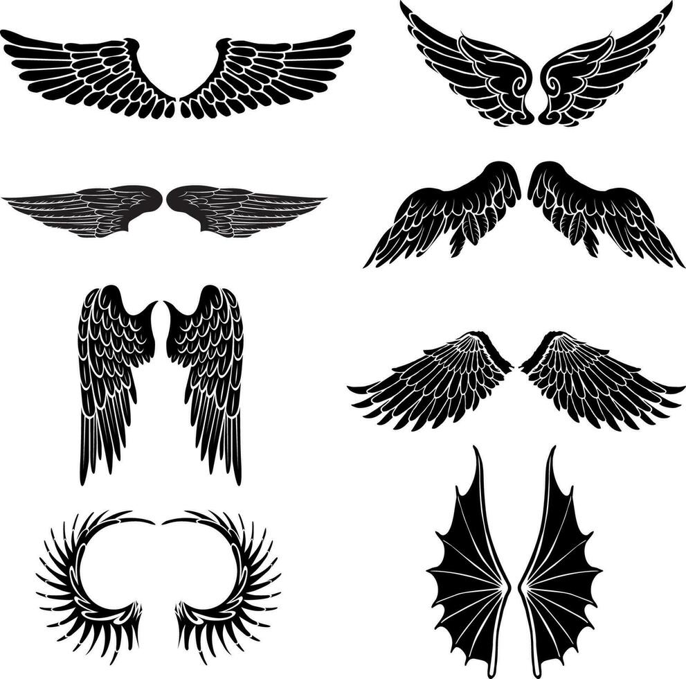 Set of differents wings silhouette vector illustration 23645441 Vector ...