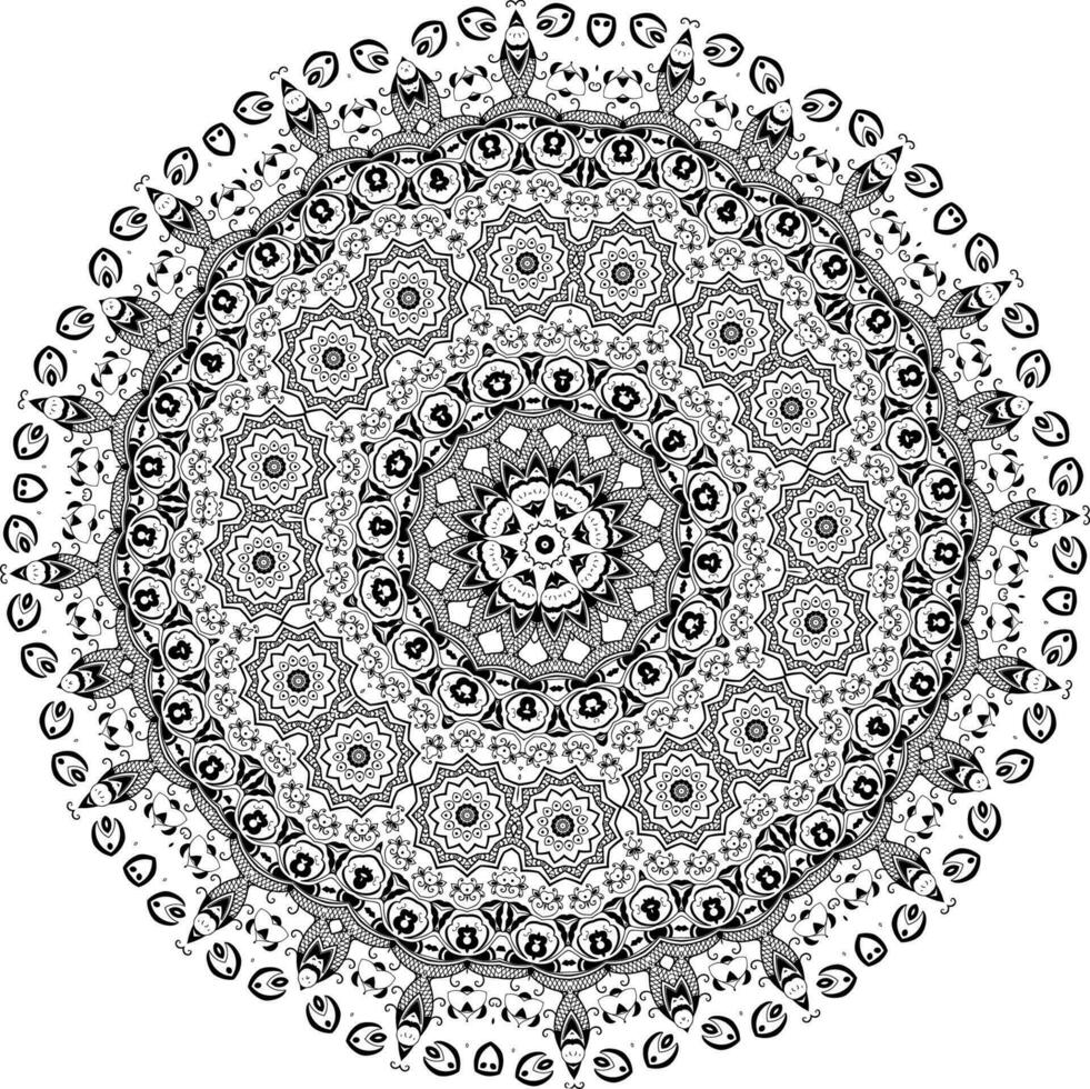 Black and white ornament round lace with damask vector